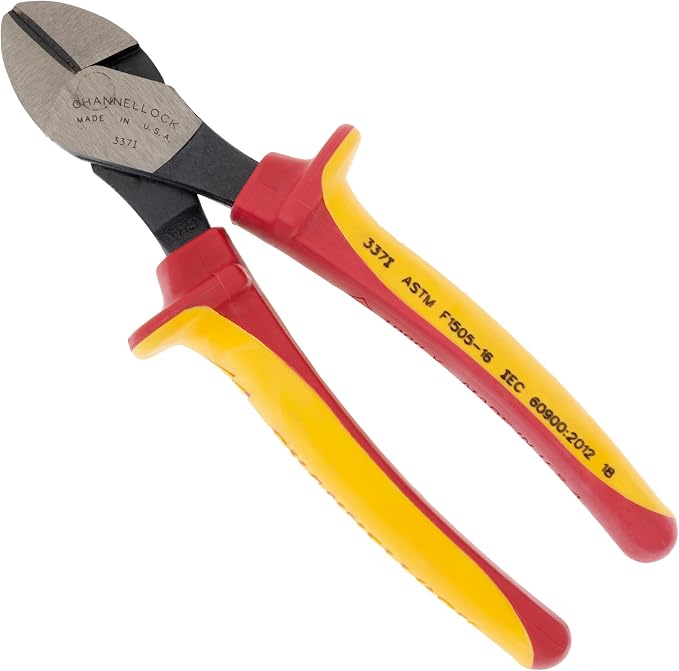 CHANNELLOCK 337I 7-inch XLT Diagonal Cutting Pliers w/ 1000V Insulated Grip, Made in USA, Forged High Carbon Steel