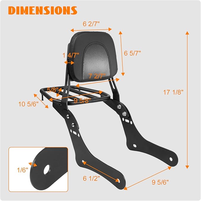 Motorcycle Sissy Bar Detachable Rear Passenger Backrest with Luggage Rack Backrest Pad for Honda Rebel 1100 1100T CMX1100 DCT 2021-2026 Replace OEM P/N:08R71-MLA-A00MLA-A00