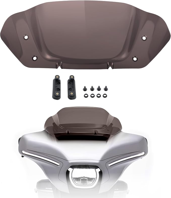 10" Wave Windshield Windscreen Wind Splitter Compatible for Harley Street Glide FLHX 2024-2025, CVO Street Glide FLHXSE 2023-2025, FLHXU 2025 (Smoke)