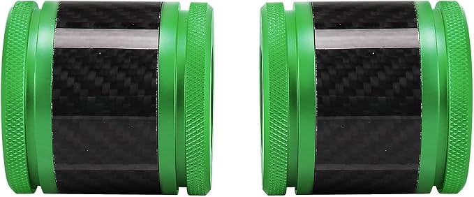 Crash Bar Sliders End Caps CNC Carbon Fiber Inlay Decorative Sliders Fits for 1.25" Front Engine Guard Rear Saddlebag Guard CNC 60mm (Green)