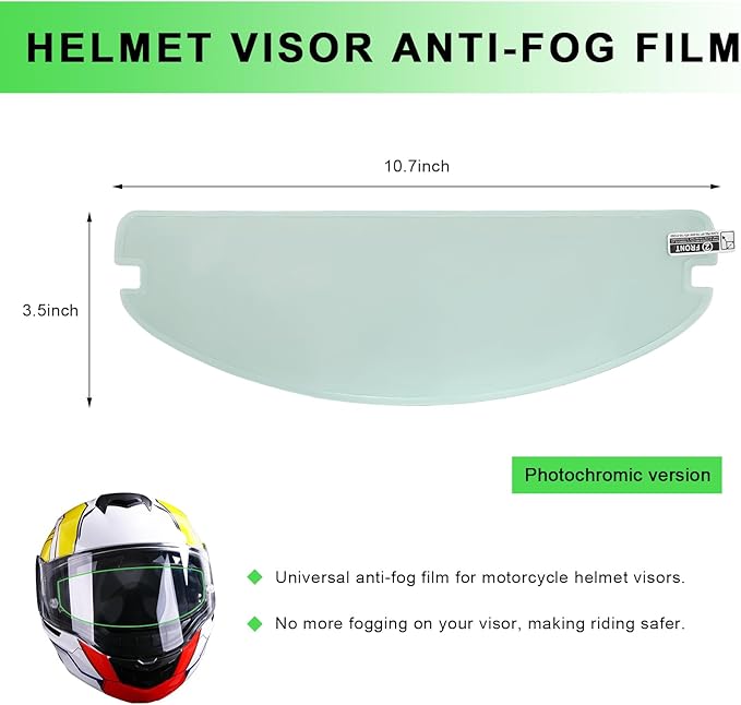 Anti Fog Film for Motorcycle Helmets, Helmet Visor Lens Insert Nano Coating Sticker, Universal Helmet Shield Film Lens (Photochromic)