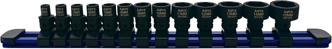 Astro Tools 78113 13-Piece Metric & 78110 10-Piece SAE 1/4" Drive Low Profile Nano Impact Socket Sets