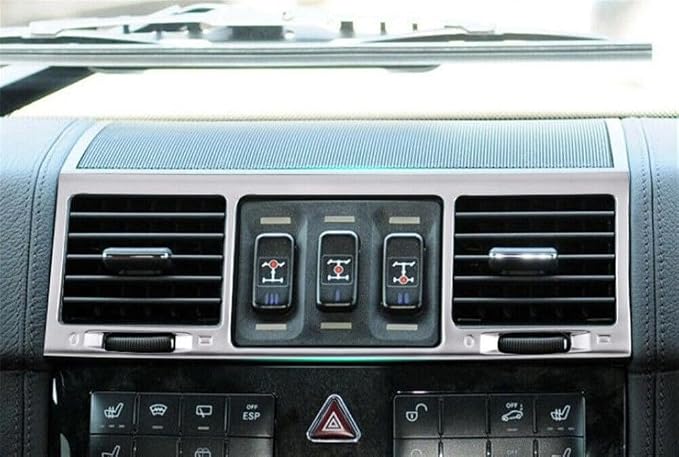 Car Central Air Condition Outlet Vent Cover Frame Trim，Fit forMercedes-Ben-z G Class W463 G350 G55 G63 2004 2005 2006 2007 2008 2009 2010 2011，ABS Center Control Air Vent Outlet Trim (Silver)