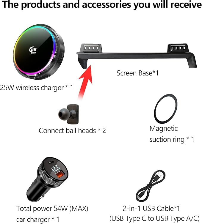Qi2.2 25W Magnetic Car Mount Charger for 2023 2024 2025 2026 Chevrolet Colorado Accessories, for Fast Charging Cell Phone Holder 11.3 Inch Screen Fixed Clip with Cooling Fan＆54W Fast Adapter