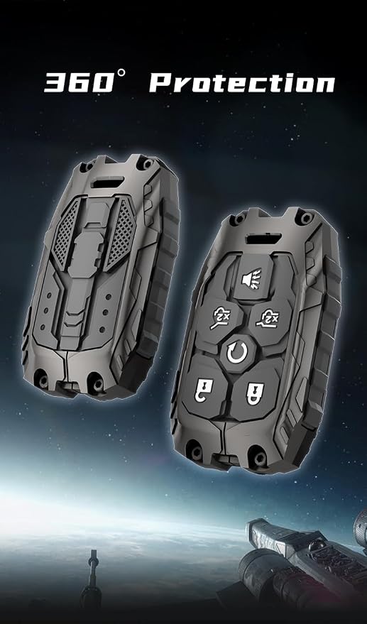 Heavy Key Fob Cover Case Protector for Chevy, Keychain, Accessories for Chevy Suburban Tahoe 2015 2016 2017 2018 2019 2020 GMC Yukon (Type-C 6 Buttons)