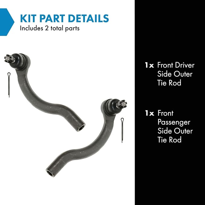 TRQ Outer Driver and Passenger Side Tie Rod Set 2 Piece Compatible with 2003-2007 Honda Accord 2004-2008 Acura TSX