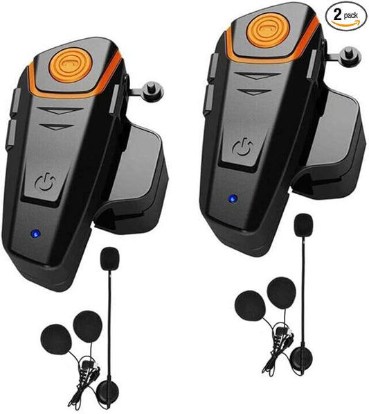 Motorcycle Helmet Bluetooth Headset, BT-S2 1000m Helmet Bluetooth Intercom Up to 2-3 Riders Universal Communication System Headphones for Ski/ATV/Dirt Bike/Racing/Climbing(Dual)