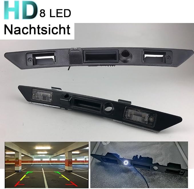 HD Auto 8LED 170° Wide Angle Rear View Reverse Trunk Handle Backup Camera Compatible with Audi A3 8P/8V 8PA S3 V6/A4 B7 S5/sedan/RS4/A5 RS5/A6 C6/A8 S8/Q7/RS3/S4/RS6/Seat Exeo 3R2/V W Plus RS (NO.A)