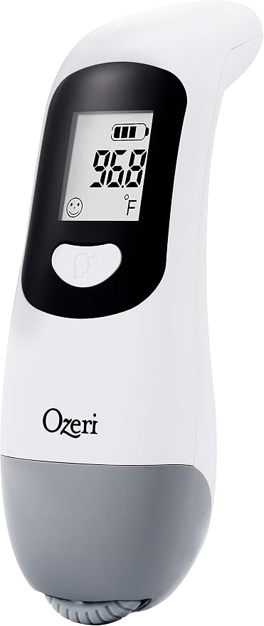 Ozeri Forehead Thermometer, ISO 80601-2-56 Medical-Grade with Silent Fever Alarm and Battery-Free Kinetic Activation