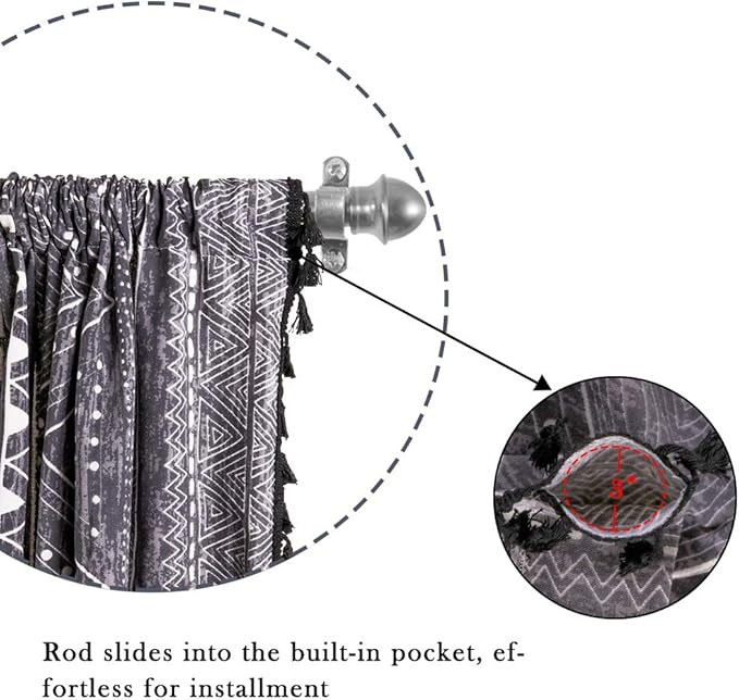 ColorBird Boho Curtains Grey Farmhouse Light Filtering 63 Inch 2 Panles MCM Western Striped Aztec Window Treatment Patterned Drapes for Living Dining Room Bedroom Kitchen Boho Chic Decor