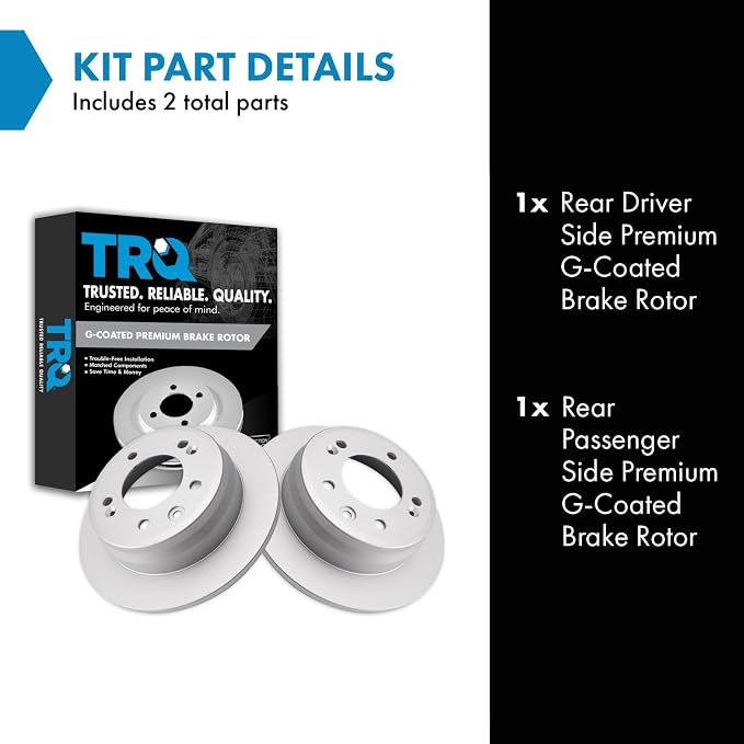 TRQ Rear Brake Rotor Set G Coated Solid Compatible with 2009-2012 Hyundai Elantra 2010-2015 Hyundai Tucson 2011-2016 Kia Sportage