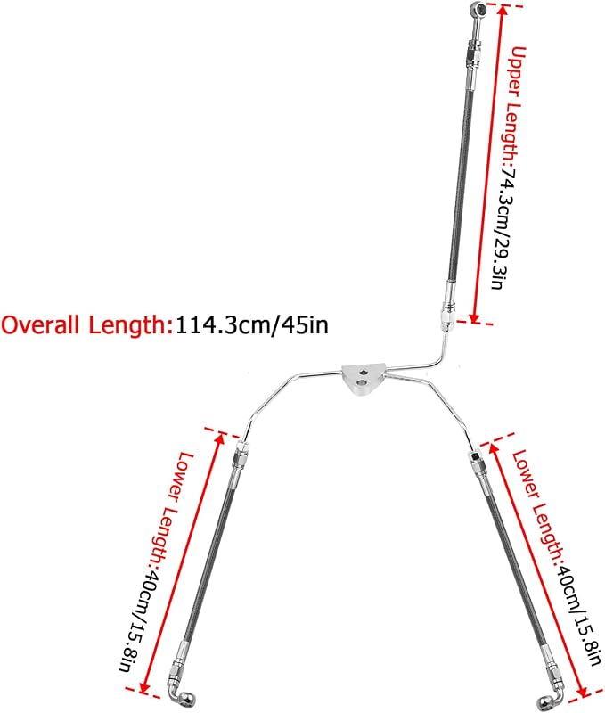 Mofun 45" Extended Length Hydraulic Stainless Steel Front Brake Line Kit Non-ABS Compatible with Harley Touring Street Glide Road Electra Glide Road King 2008-2013, Fit 12"-14" Handlebar Black