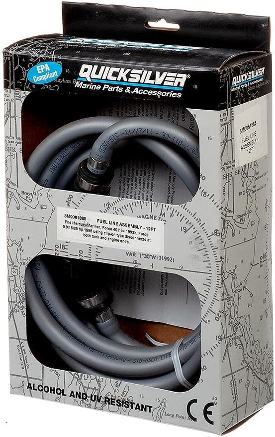 Quicksilver 8M0061888 Fuel Line Assembly, 12 Ft. Long with Primer Bulb