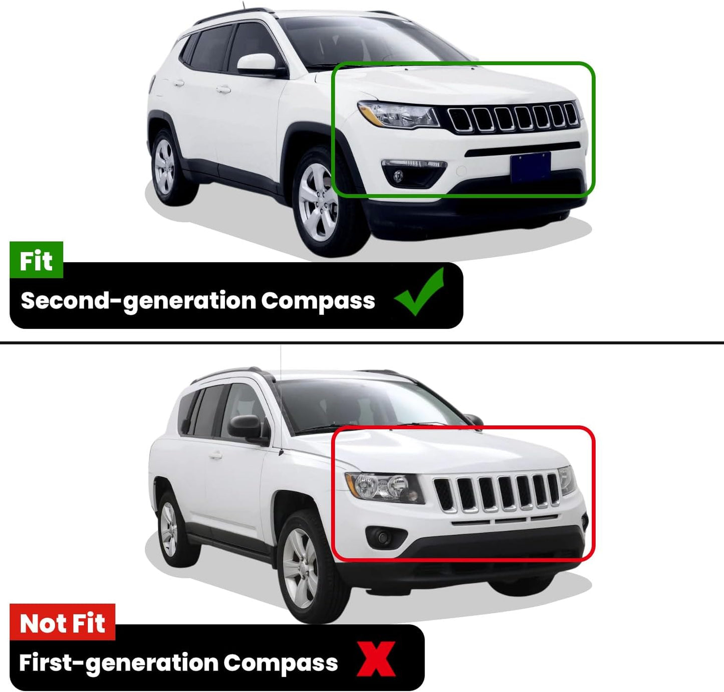 LASFIT Floor Mats for Jeep Compass 2017-2025 All Weather TPE Custom Fit Car Mats Floor Liners 1st & 2nd Row, Black