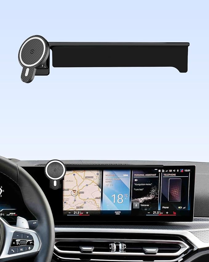 PZK Wireless Charging car Phone Holder for 2023-2025 BMW 3 Series /2024 2025 BMW 4 Series Accessories 14.9-Inch Screen Fixed Clip, Car Phone Mount Magnetic 15W Fast Charger With Sunglasses Storage Box