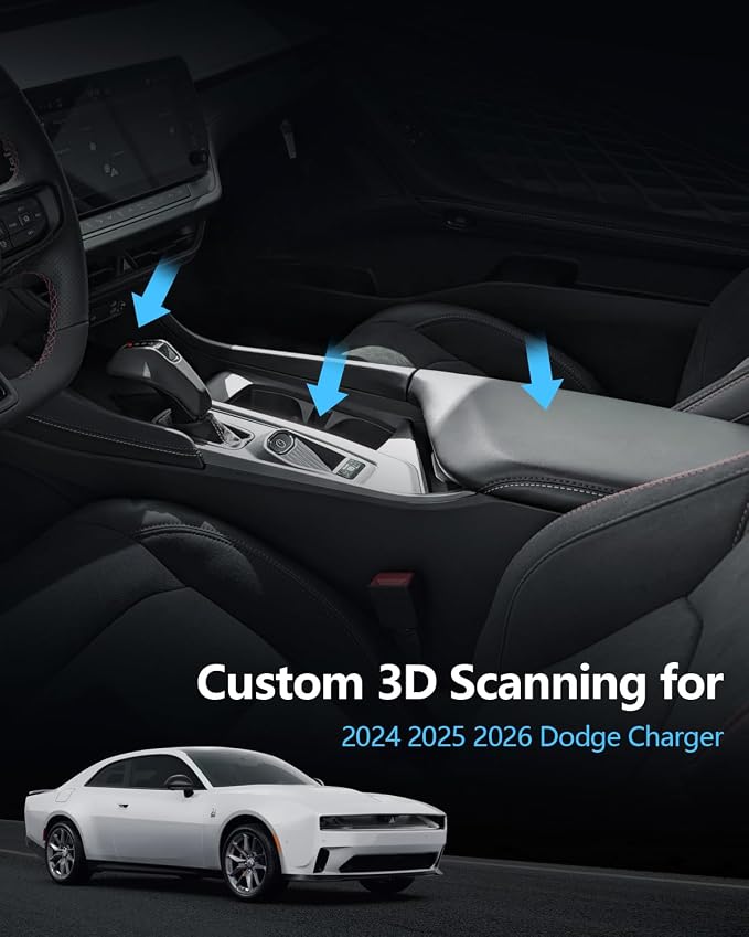 SKTU 3PCS for 2024 2025 2026 Dodge Charger Center Console Organizer for 2024 2025 2026 Dodge Charger Cup Holder Console Non-Slip Pad Console Tray Dodge Charger 2024 2025 2026 Accessories ABS Tray