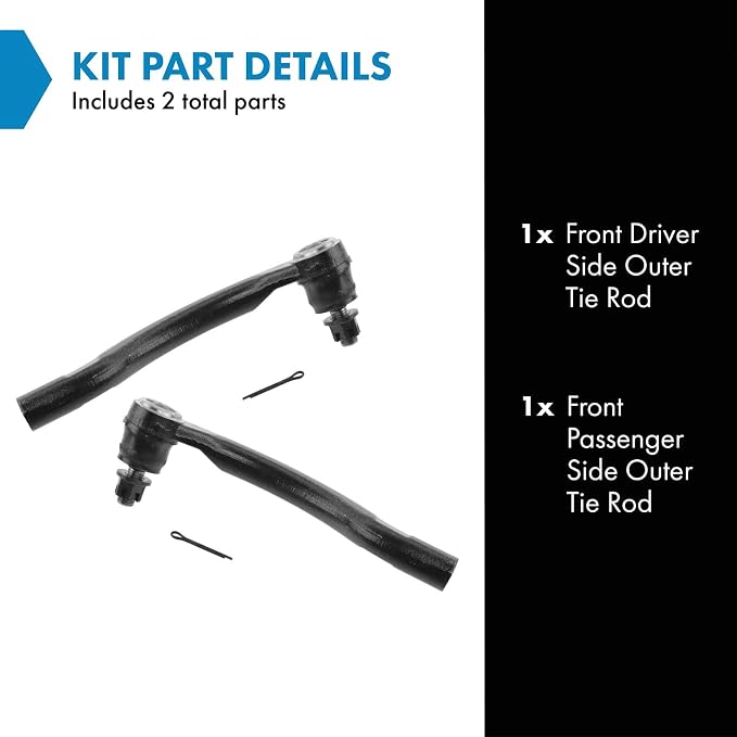 TRQ Outer Driver and Passenger Side Tie Rod Set 2 Piece Compatible with 2006-2011 Honda Civic