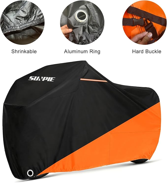 SUNPIE Motorcycle Cover for Kawasaki Ninja 400 500 650 1100SX Z500 Z600 Z650 Z900 Z1100, All Weather Protection Waterproof Outdoor Covers Motorbike Windproof Design UV Resistant Scratch Proof