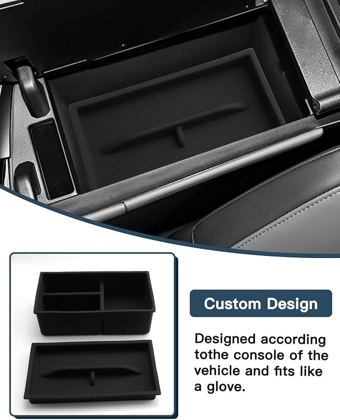 2022-2025 2026 Lexus NX Center Console Organzier for Lexus NX350 Accessories Silicone Material Double Layer Armrest Console Glove Tray Compatible with 2022-2026 Lexus NX 250/350/350h/450h+(2Packs)