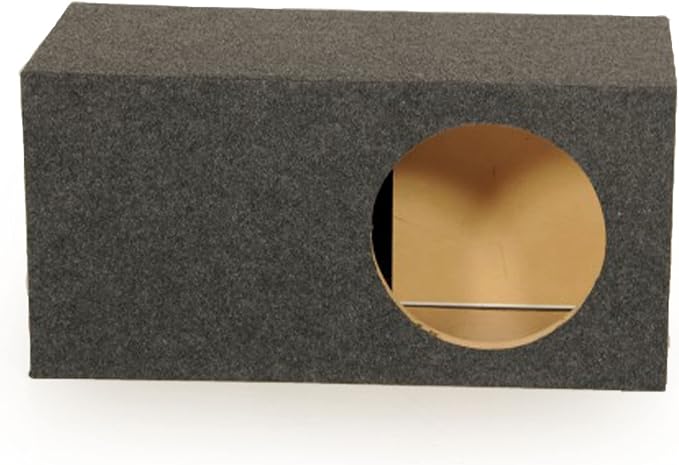 QPower 15 Inch Heavy Duty Single Vented Carpet Covered Durable Car Audio Extra Large Vehicle Subwoofer Enclosure Woofer Box, Charcoal Gray
