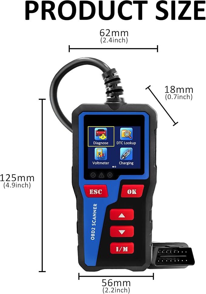 AT300 Car Code Reader, OBD2 Car Code Scanner Check Engine Light Fault Code Reader Scanner CAN Diagnostic Tool for All OBDII Protocol Cars,Cranking Test