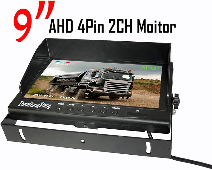 HD 1080P Vehicle Backup Camera with DVR Monitor System,2 x 8 LED IR Night Vision Reverse Rear View Camera + 9" IPS AHD 2CH Split Screen with SD Record 12V~24V for RV Truck Trailer Bus 5th Camper