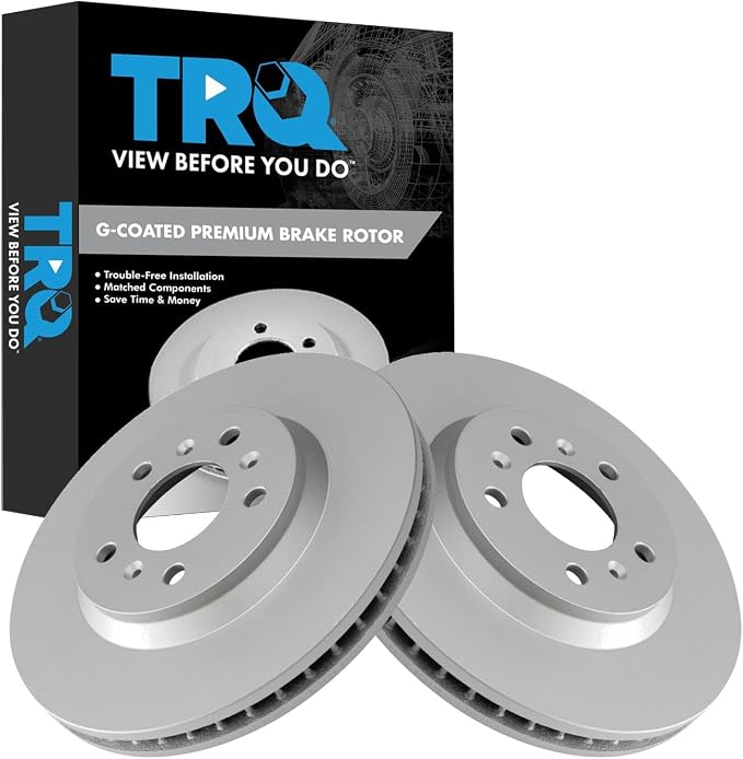 TRQ Front Brake Rotor Set G Coated Vented Compatible with 2006-2011 Buick Lucerne 2006-2013 Chevrolet Impala 2014-2016 Impala Limited 2006-2007 Monte Carlo