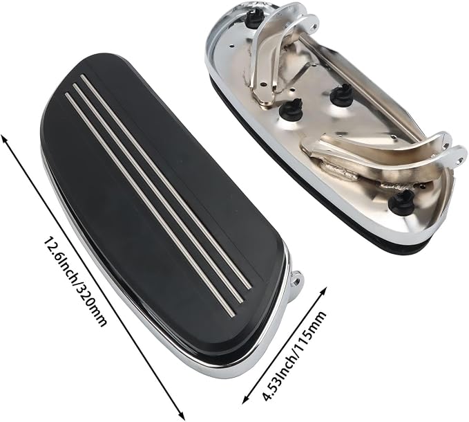 Streamliner Rider Driver Footboards Compatible with Harley Touring Road King, Street Glide, Electra Glide, Road Glide 1986-2024, Softail 1986-2017, FLD 2012-2016 Chrome