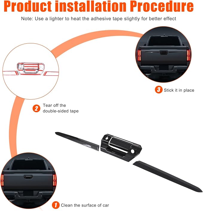 ABS Car Look Rear Door Handle Panel Cover Trim Compatible with Toyota Tacoma SR 2024+,Car Tailgate Handle Trim Strip (Black Carbon Fiber)