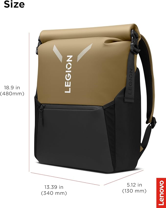 Lenovo Legion Gaming Laptop Backpack GB500, Expandable Capacity up to 25L, Fits 16-inch Laptops, Water Resistant