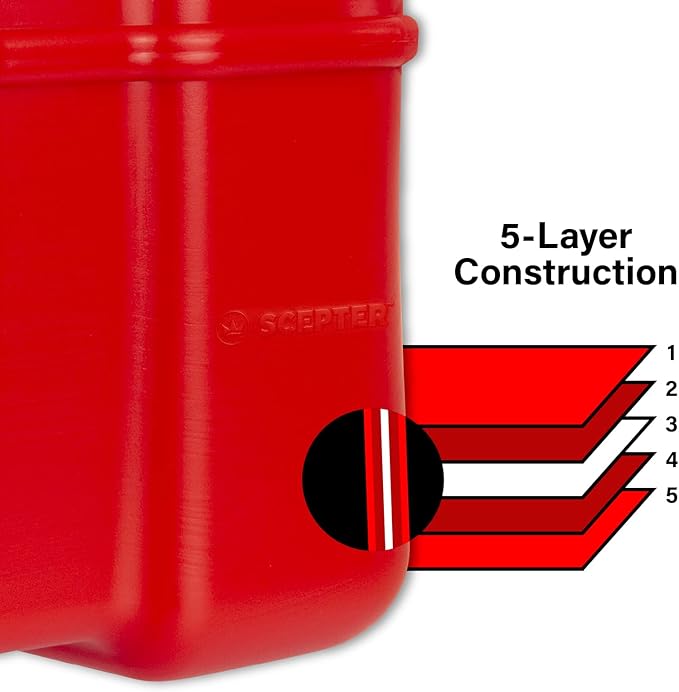 Scepter FR1G252 Fuel Container with Spill Proof Spout with Bonus Spout Extender, Red Gas Can, 2 Gallon