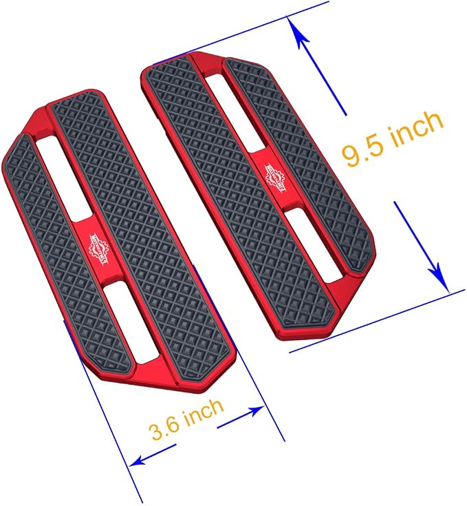 9.5" Long, Smaller Rider's Floor Board Foot Pedal Footboard, CNC Cut Aluminum & Rubber Compatible with 2024,2025 CVO Road Glide ST, CVO Street Glide ST, (Red)
