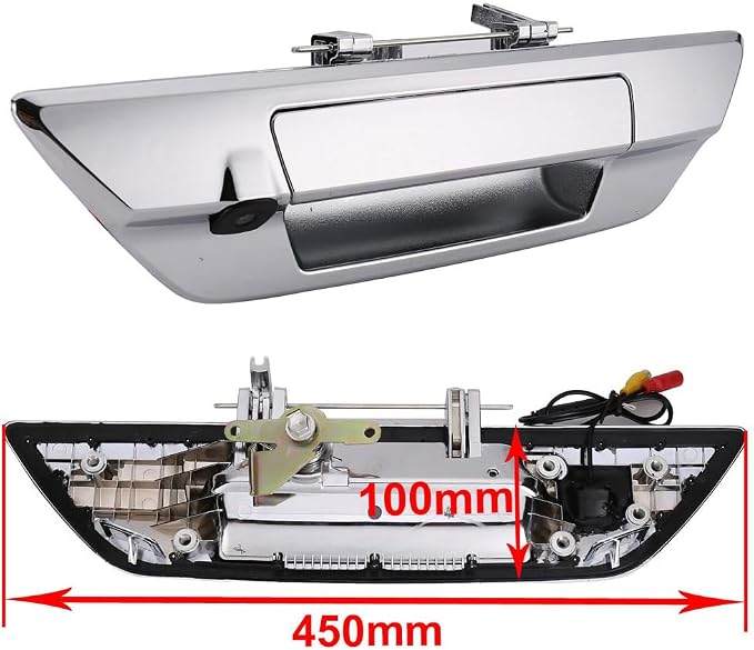 Car Rear View Trunk Handle Parking Reverse Backup Camera HD Night Vision Waterproof for Toyota Hilux 8 MK8 Pickup Truck Masters OX AN120 AN130 Revo Recco/Invincible 50 2015-2019(with 7-inch Monitor)