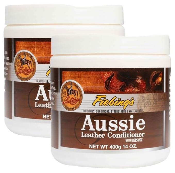 Fiebing's Aussie Leather Conditioner 2-Pack (14 oz) - Contains Beeswax to Withstand Hot Conditions - Preserve, Moisturize, Strengthen, Waterproof Leathercraft, Car, Furniture, Purse, Boot, Shoe