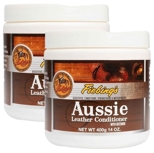 Fiebing's Aussie Leather Conditioner 2-Pack (14 oz) - Contains Beeswax to Withstand Hot Conditions - Preserve, Moisturize, Strengthen, Waterproof Leathercraft, Car, Furniture, Purse, Boot, Shoe