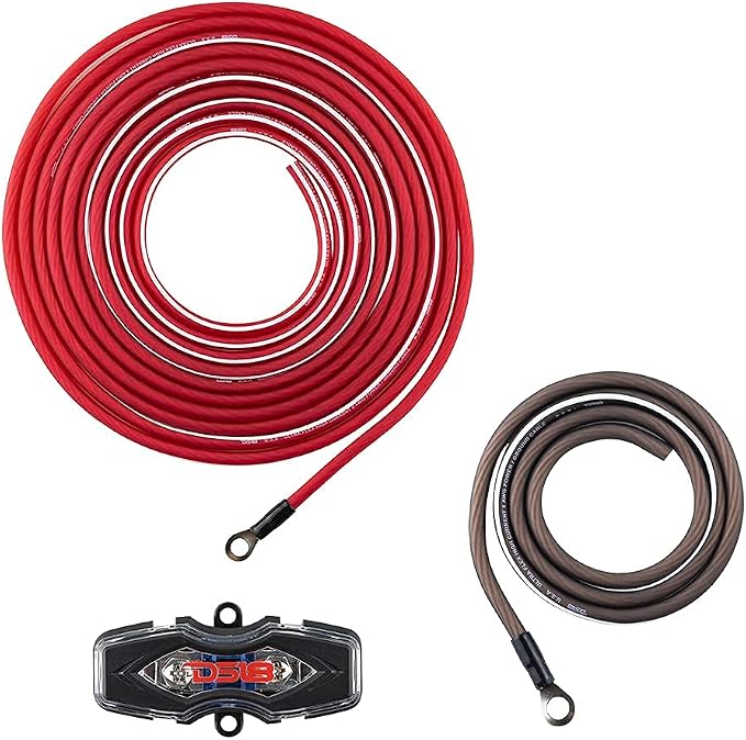 DS18 AMPKIT8 8 Gauge Amp Kit Amplifier Install Wiring 8 Ga Pro Installation Cables, 800 w (8 Gauge)