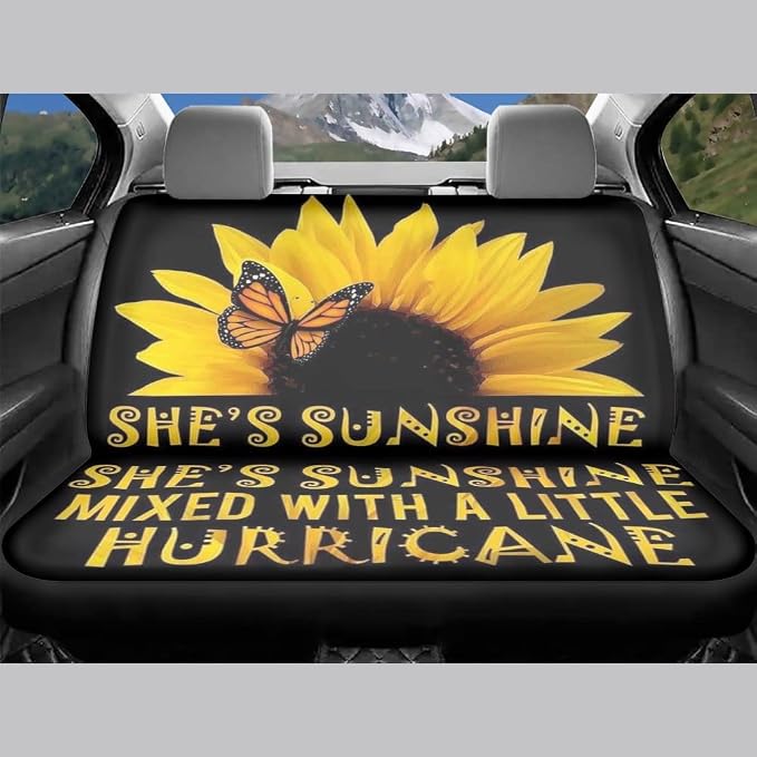BIGCARJOB She's Sunshine Sunflower Car Seat Covers Full Set of 12 Pack Steering Wheel Cover for Women Gifts with Seat Belt Pads, Coasters,Vehicle Seat Cover,Fit Most Car SUV Van Truck
