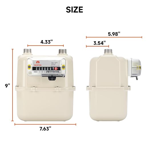 3/4" NPT Gas Submeter，Diaphragm Meter for Natural Gas, Propane Vapor, Air & Non-Corrosive Gases, Cubic Feet Readout, Aluminum Housing，Without Pulse Output