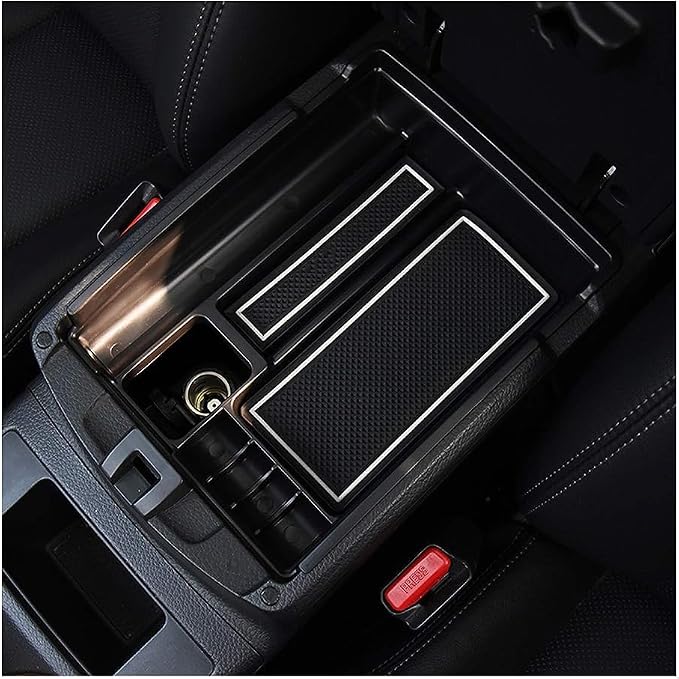 LUWU Rogue Center Console Organizer for 2014 2015 2016 2017 2018 2020 N issan Rogue Accessories Armrest Console Storage Box Insert Tray ABS Material White-Trim