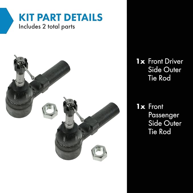 TRQ Front Outer Tie Rod Set 2 Piece Compatible with 1988-1996 Buick Regal 90-97 Chevrolet Lumina 95-97 Monte Carlo 88-97 Oldsmobile Cutlass Supreme 88-96 Pontiac Grand Prix