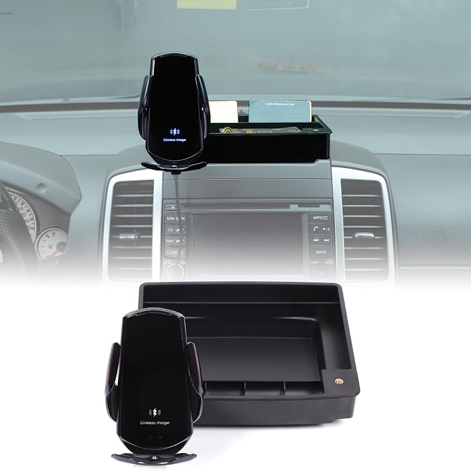 Car Dashboard Storage Tray Compatible with Nissan Frontier 2009-2017 ABS Dashboard Non-Slip Storage Organizer Tray with Phone Holder Mount Interior Accessories (Style F)