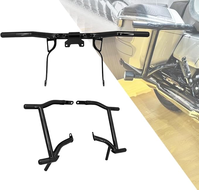 Motorcycle Crash Bar Engine Guard Highway Crash Bar Fit for Harley Touring Street Glide Road Glide Road King Electra Glide Ultra (C-Engine Guard+Saddlebag Guards for 14-23 Touring)