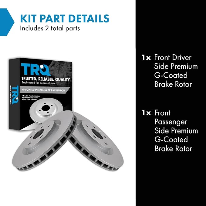 TRQ Front Brake Rotor Set G Coated Vented Compatible with 2012-2013 Buick Regal 2010-2015 Chevrolet Camaro 2014-2017 Chevrolet SS 2009 Pontiac G8