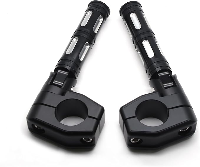 MZS Motorcycle Highway Pegs, 1.25" CNC Highway Foot Pegs Adjustable Short Mount Clamps Compatible with Road Glide King Softail Electra Street Glide Sportster Dyna Rebel Shadow for 1 1/4 Engine Guard