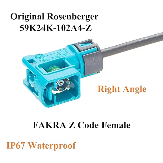 IP67 Waterproof Right Angle Rosenberger Fakra Z Code Female to Female RF Coaxial Cable 59K24K-102A4-Z to 59Z163-003-Z Vehicle GPS Antenna Cable for ADAS, GMSL & FPD-Link Cameras, Infotainment(1.48M)