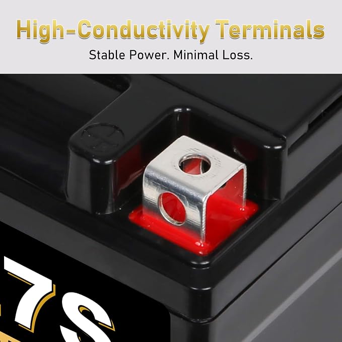 YTZ7S-BS 12V 6Ah AGM Sealed Motorcycle Battery, Maintenance-Free, Compatible with Honda TRX450ER TRX450R ATV, Scooter & 4 Wheeler