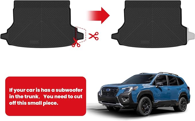 LASFIT Cargo Mat for Subaru Forester 2024 2023 2022 2021 2020 2019, All Weather TPE Custom Fit Easy Clean Durable No-Curling Trunk Mat for Forester 2019-2024 Cargo Tray Liner,Black