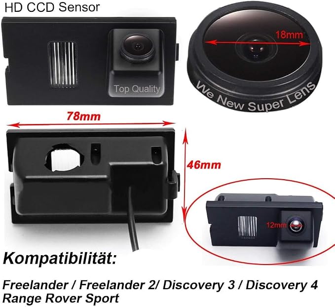 Super HD 1280 * 720 Pixel Night Vision License Plate Backup Camera with 170° Wide Angle Rear View Reverse Camera Replacement for Freelander/Freelander 2 /Discovery 3/Discovery 4/Range Rover Sport