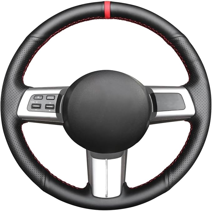 MEWANT Steering Wheel Cover for Mazda MX-5 2006-2014 / RX-8 2009-2013 / CX-7 CX7 2007-2009 Hand-Stitch Black Microfiber Leather Steering Wheel Wrap
