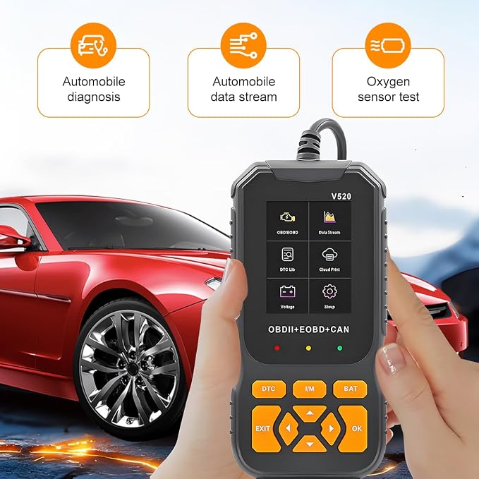OBD2 Car Scanner Diagnostic Tool, V520 Vehicle OBDII Check Engine Code Reader with Erase Fault Code, Automotive Engine Fault Tester, Universal for SUV Automobile Truck